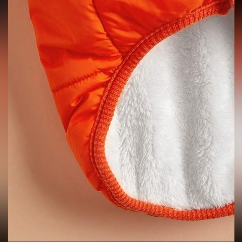Orange Fleece Lined Snap front dog jacket, NWT - Picture 5 of 7